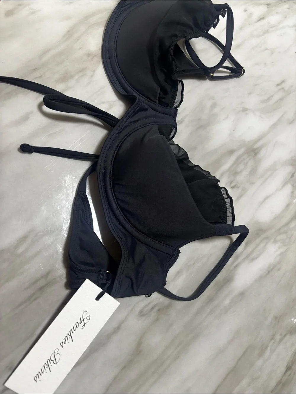 Frankie's Bikinis Black Ruffle Underwire Bra